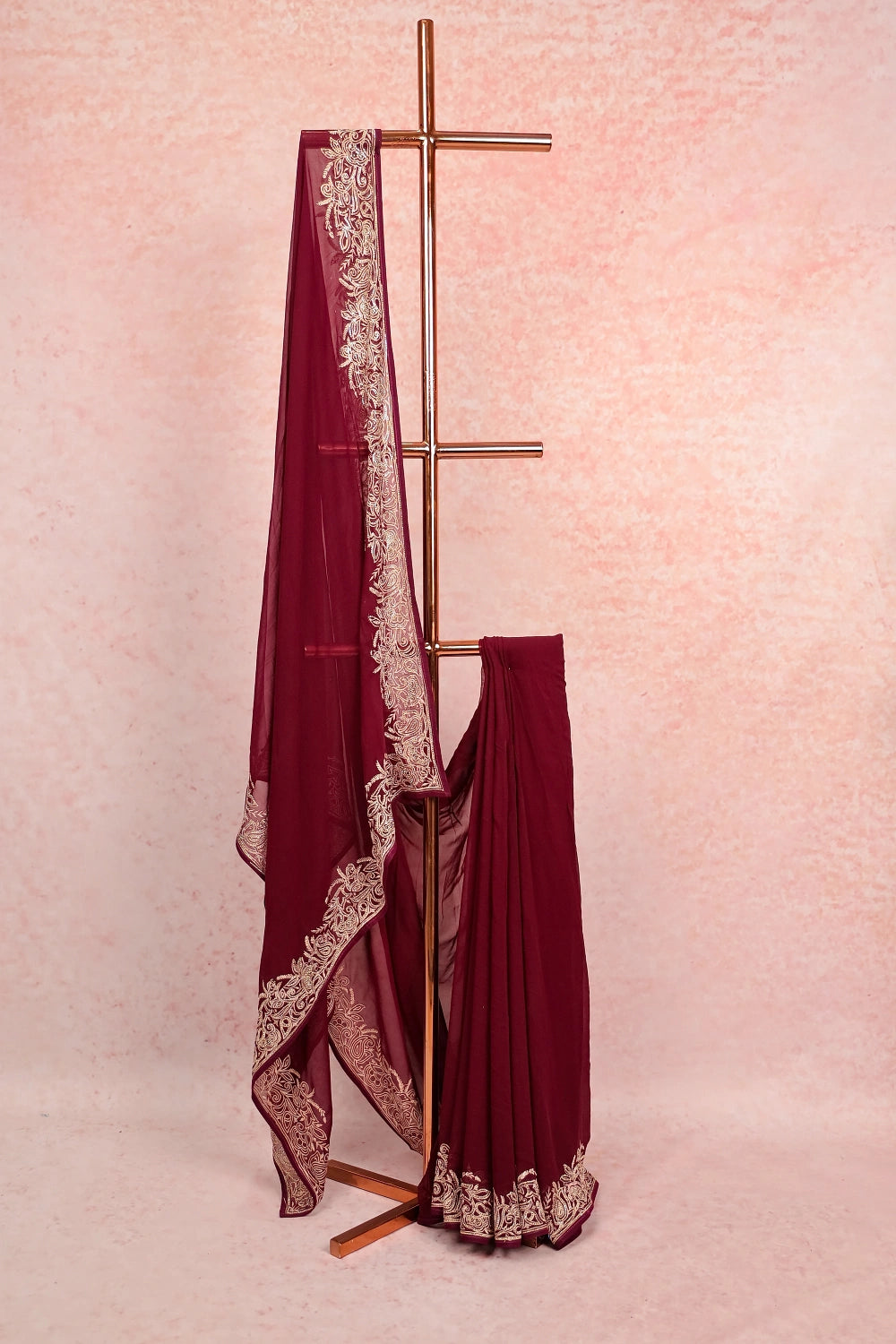 Grape Wine Georgette Saree
