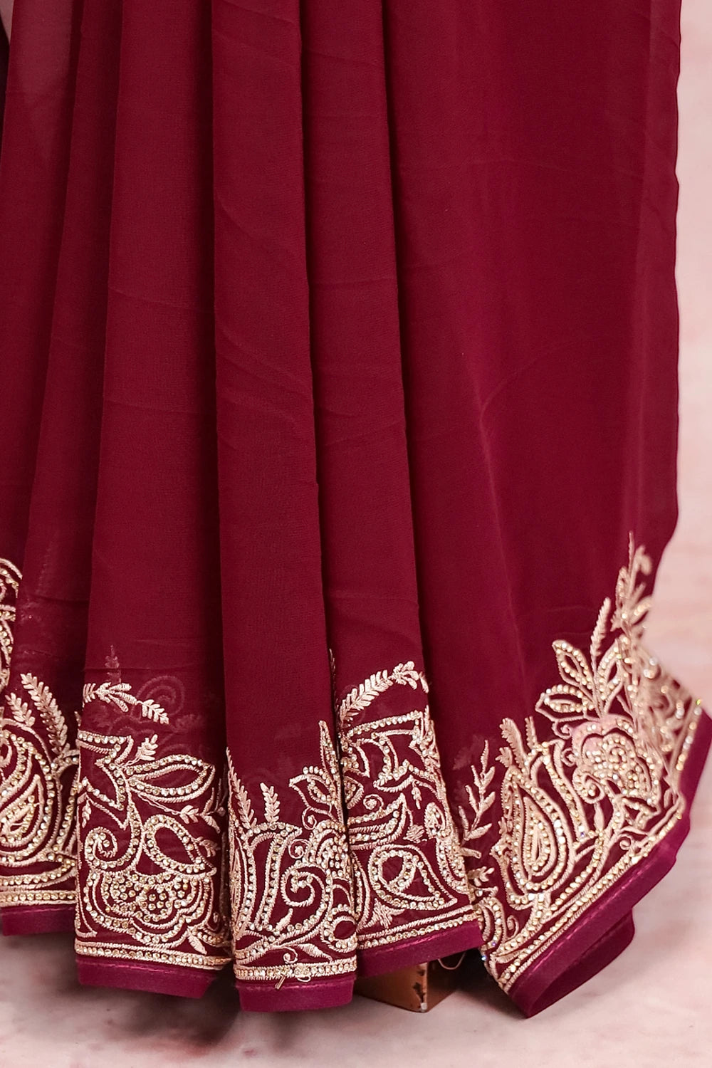 Grape Wine Georgette Saree