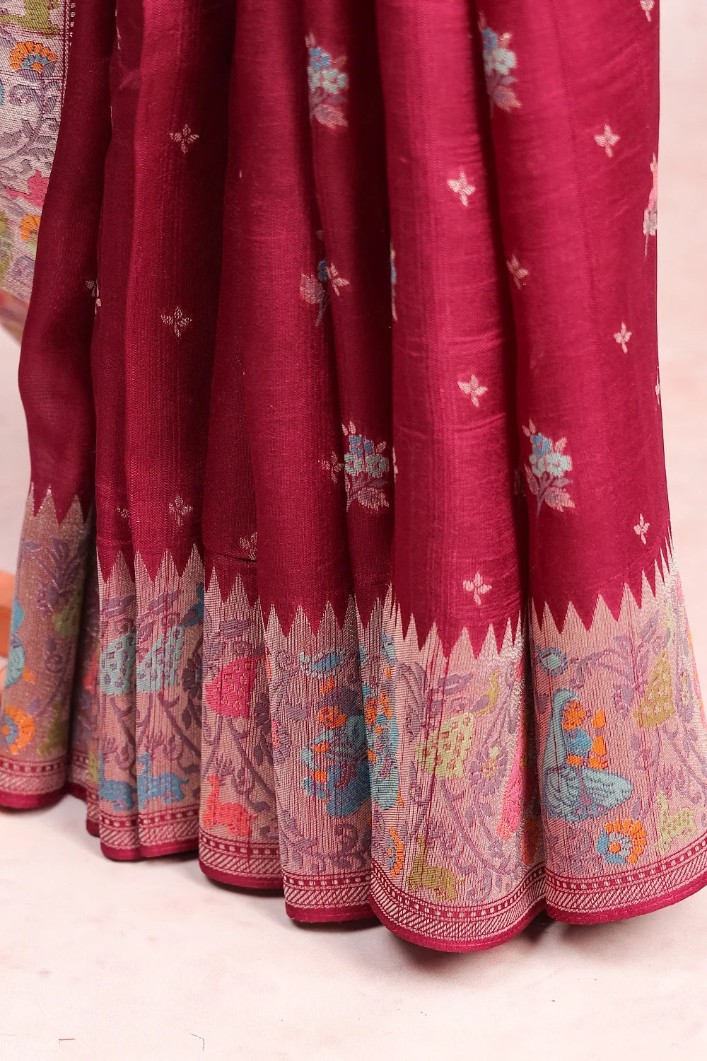 Grape Wine Jute Banarasi Saree