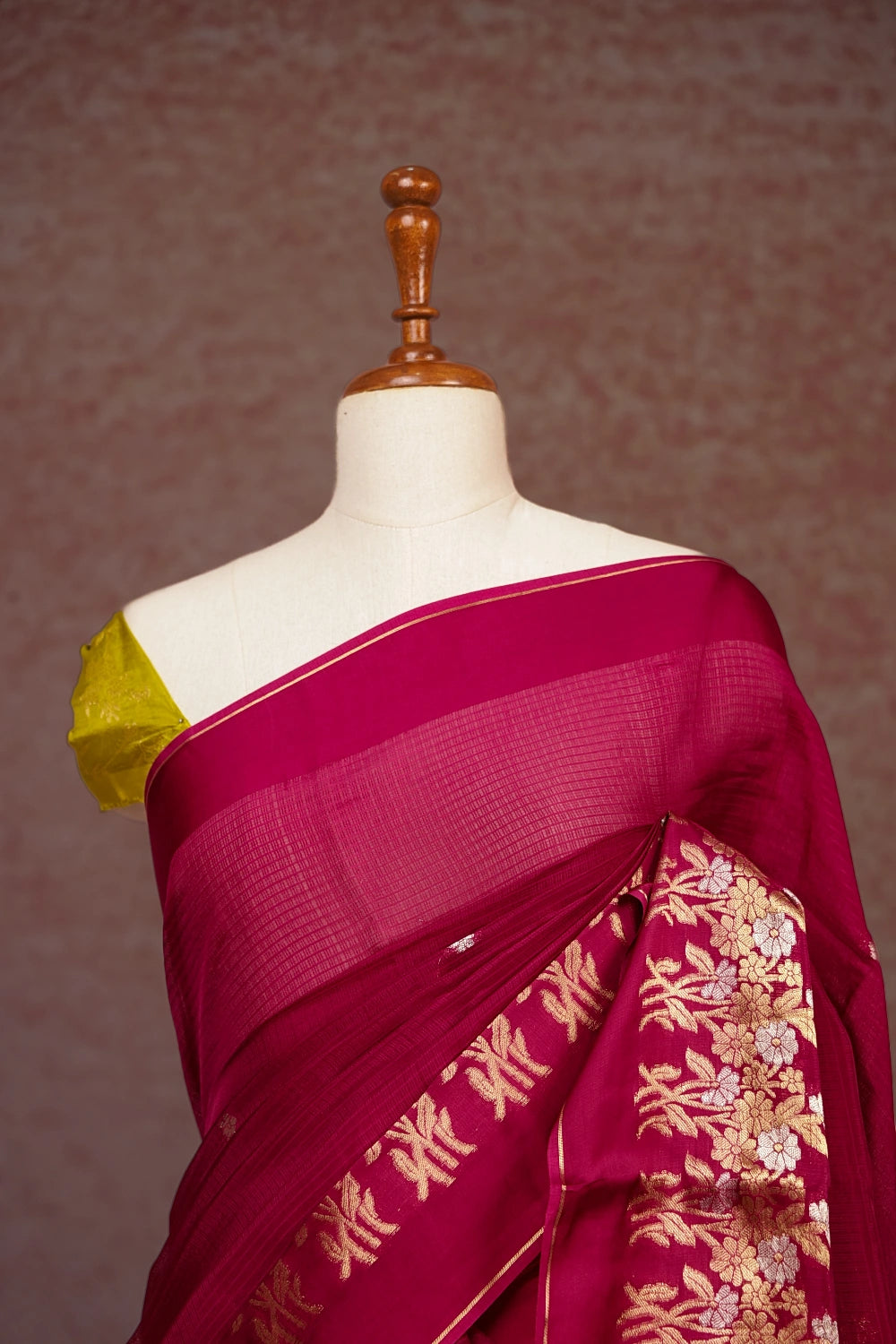 Grape Wine Silky Kota Saree