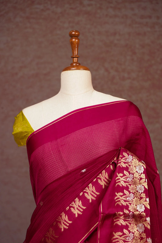Grape Wine Silky Kota Saree