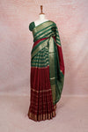 Green And Maroon Semi Silk Lines Saree With Designer Border - Seematti