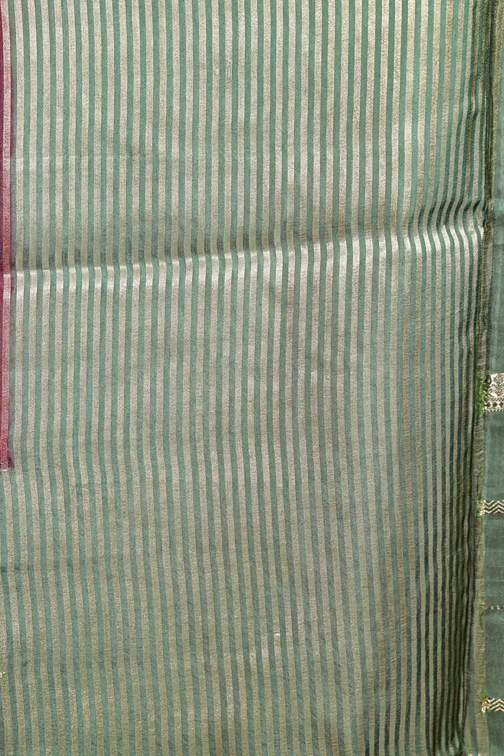 Green And Maroon Semi Silk Lines Saree With Designer Border - Seematti