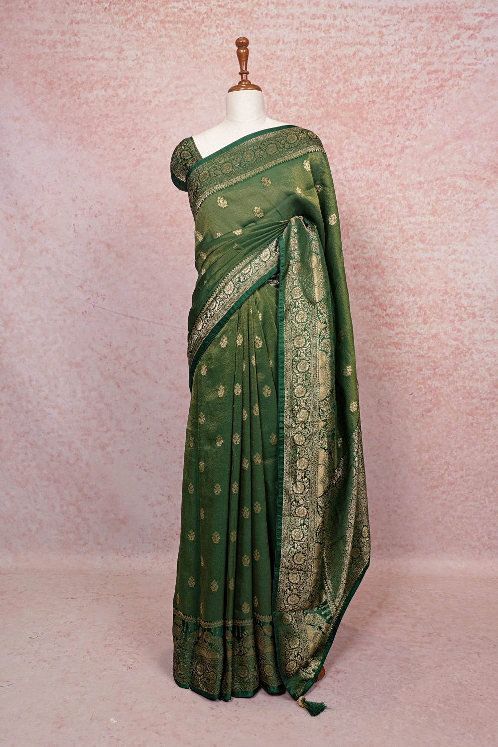Green Banarasi Silk Saree - Seematti