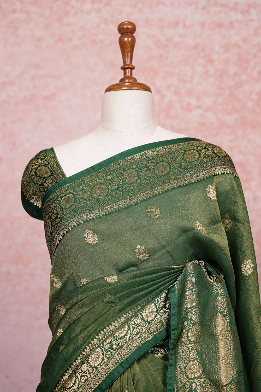 Green Banarasi Silk Saree - Seematti