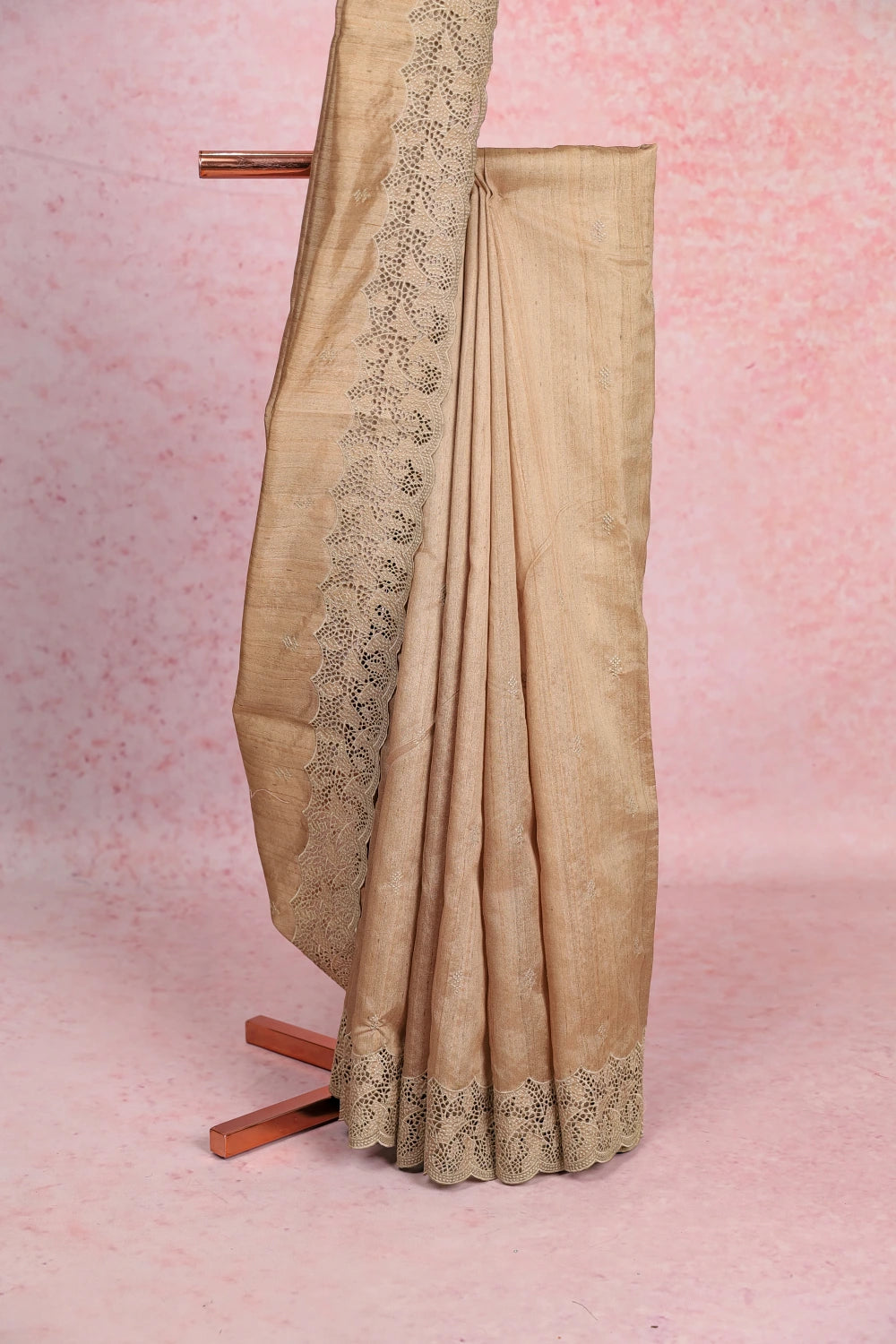 Green Beige Semi Tussar Saree