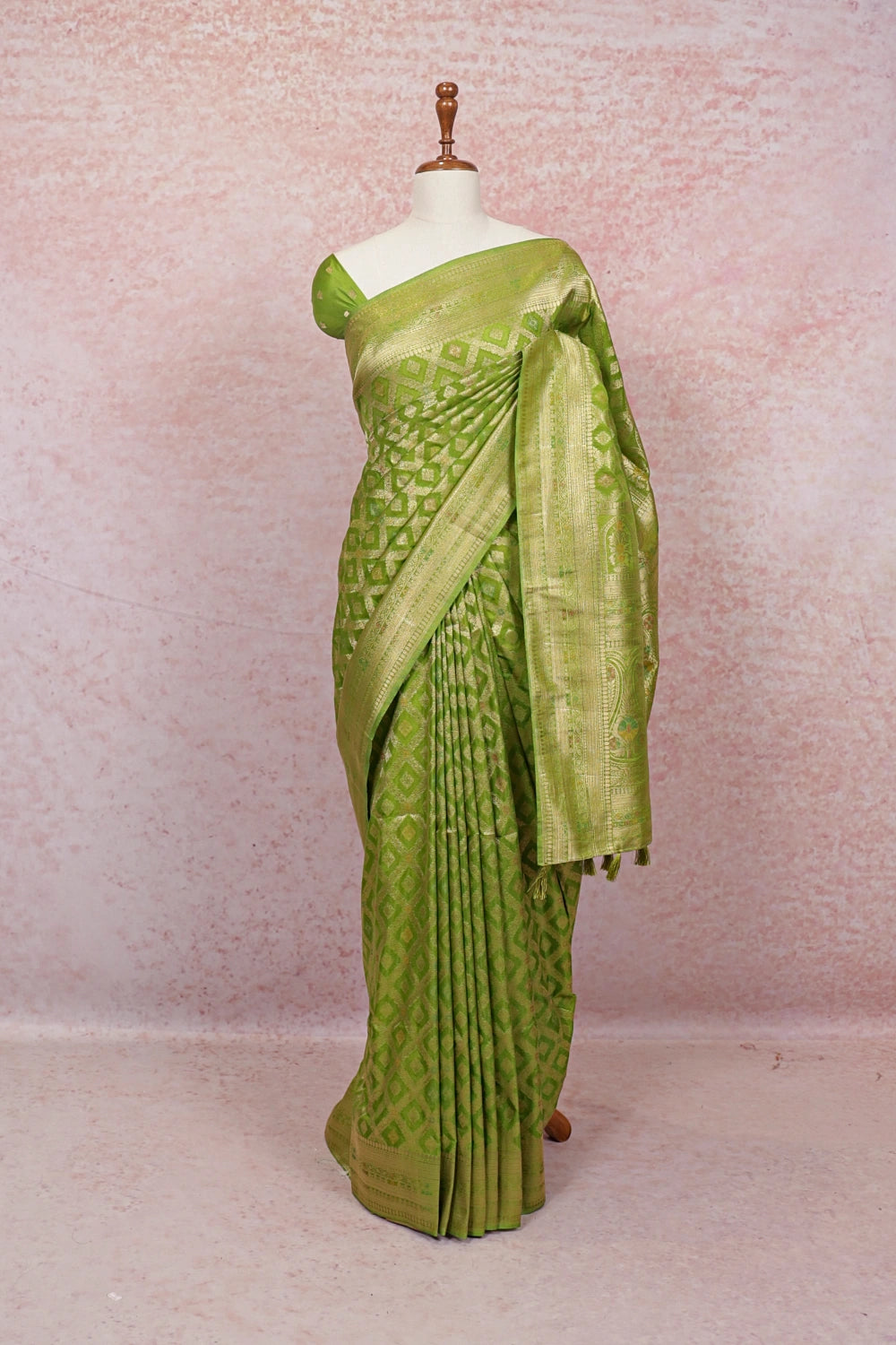 Green Semi Banarasi Saree - Seematti