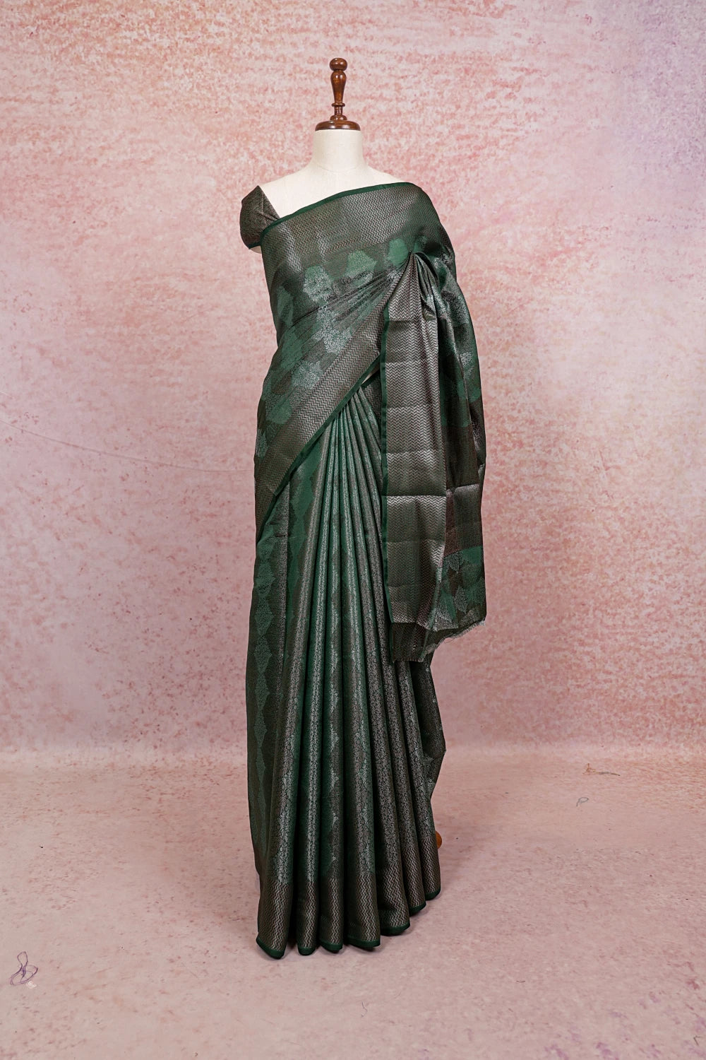 Green Semi Banarasi Saree - Seematti