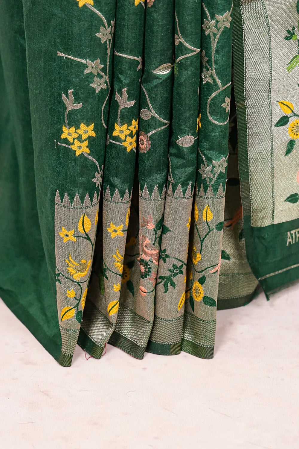 Green Semi Banarasi Saree - Seematti