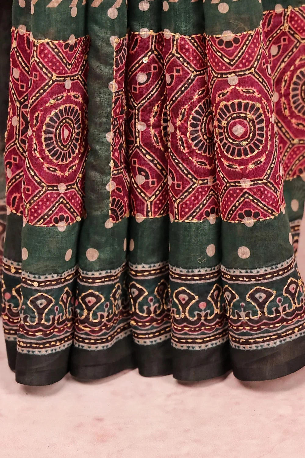 Green Semi Chanderi Saree