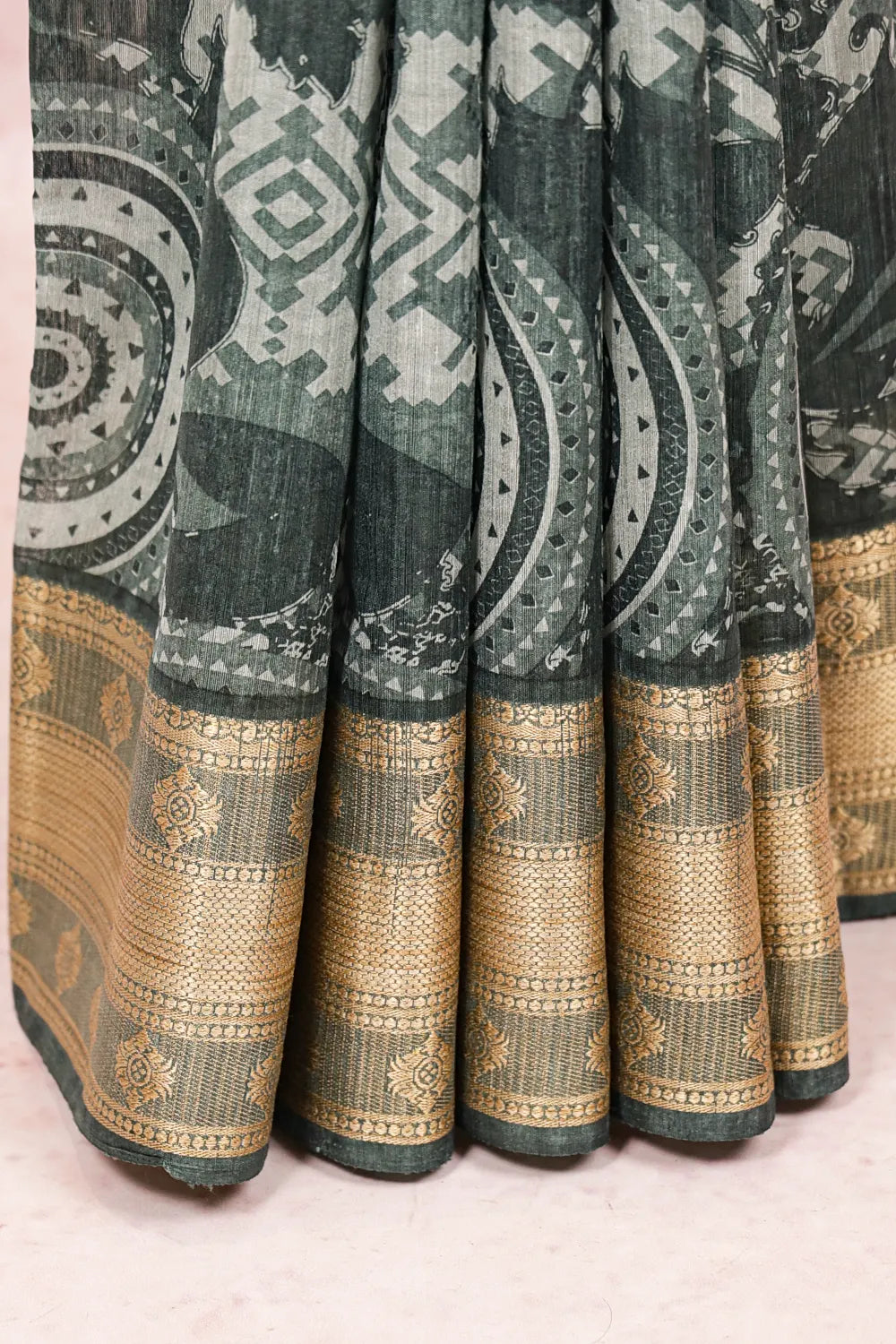 Green Semi Jute Saree - Seematti