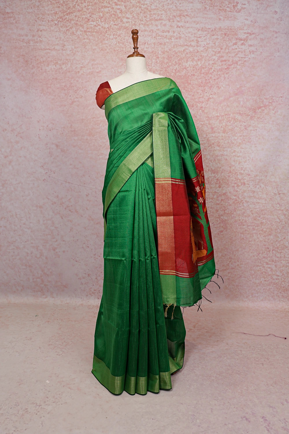 Green Semi Jute Saree - Seematti