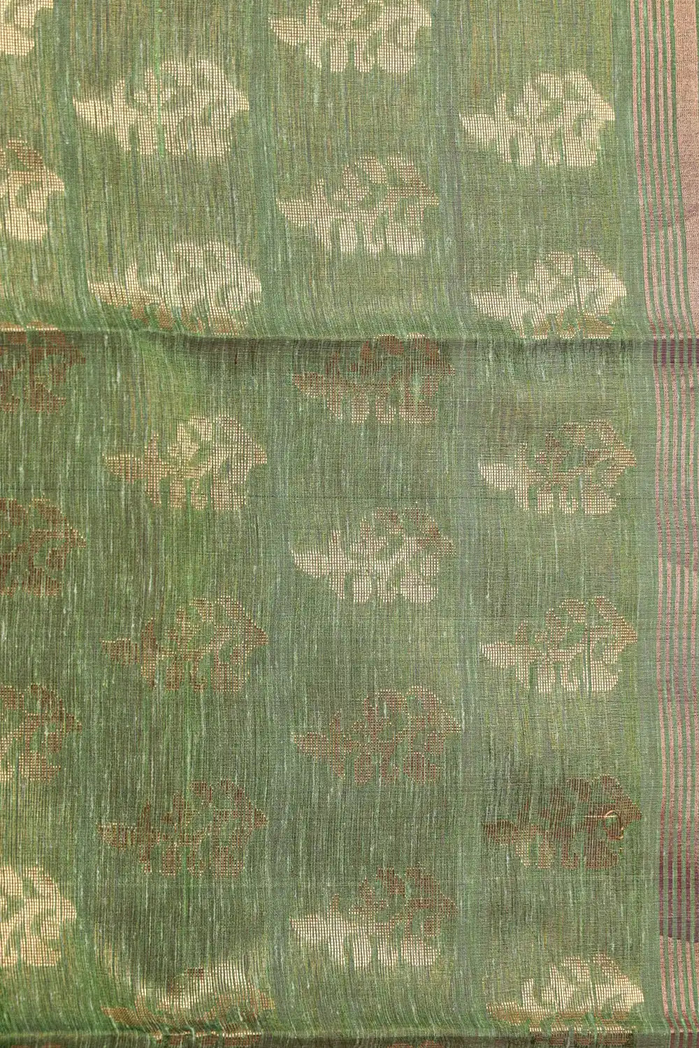 Green Semi Linen Saree