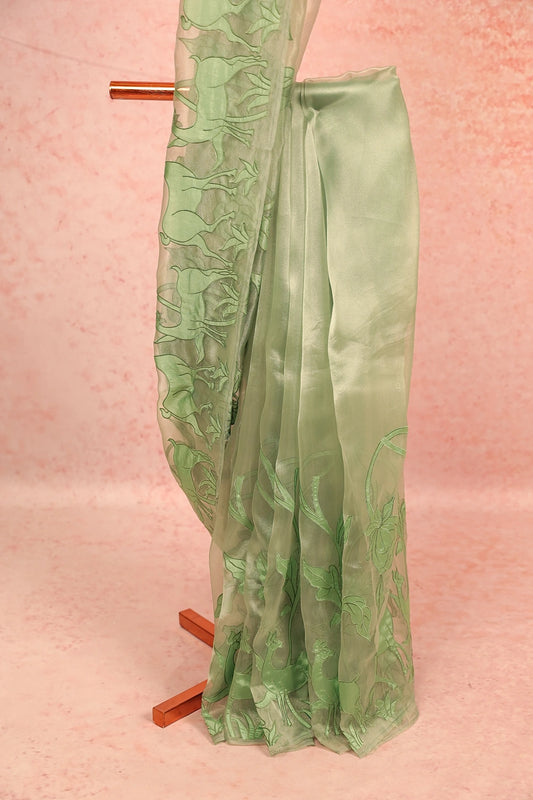 Green Semi Organza Saree