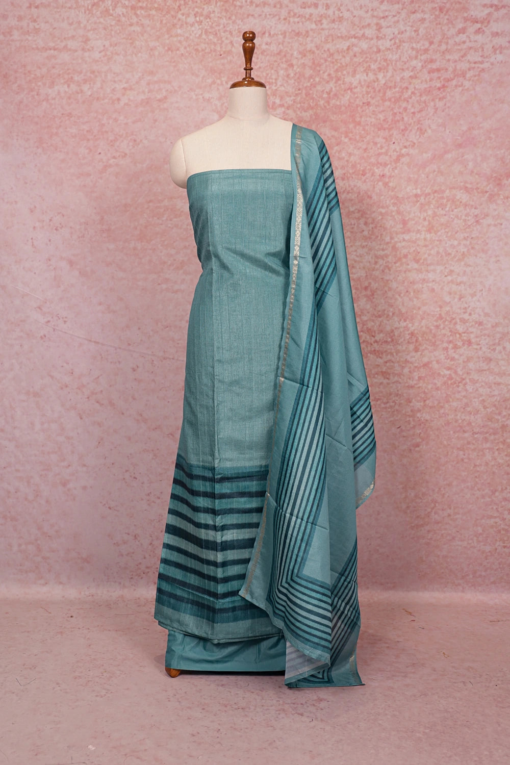 Green Semi Silk Plain Unstitched Churidhar Material - Seematti