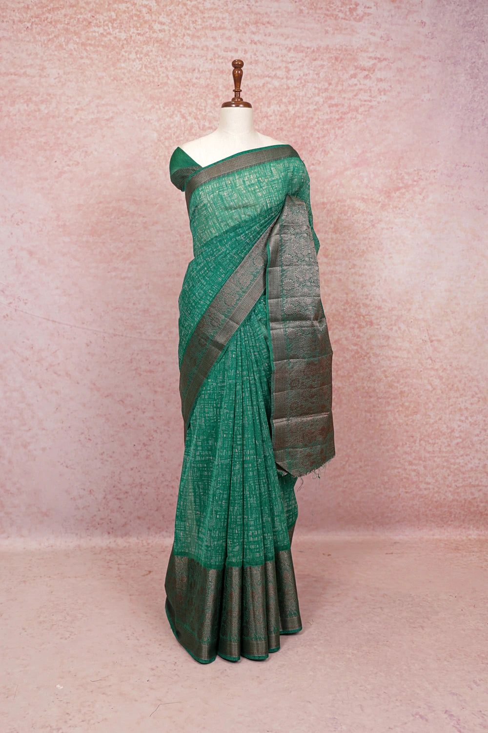 Green Semi Tussar Saree - Seematti