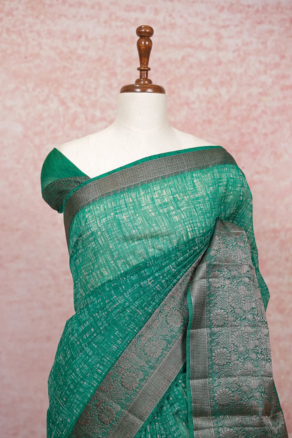 Green Semi Tussar Saree - Seematti
