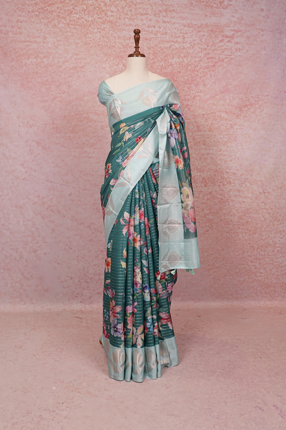 Green Semi Tussar Saree - Seematti