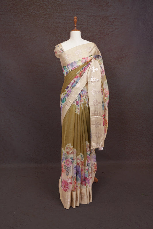 Green Tissue Organza Saree - Seematti