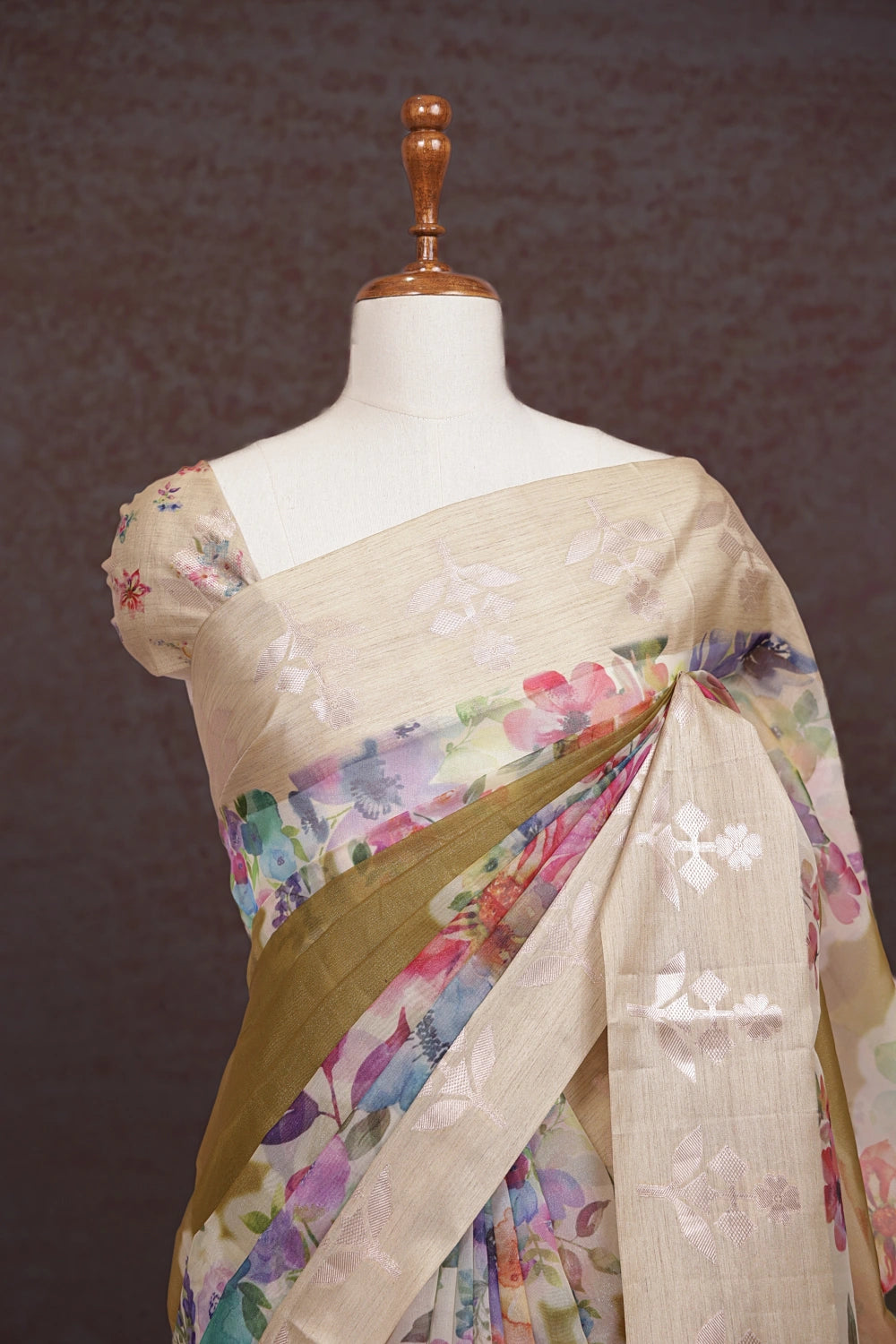 Green Tissue Organza Saree - Seematti