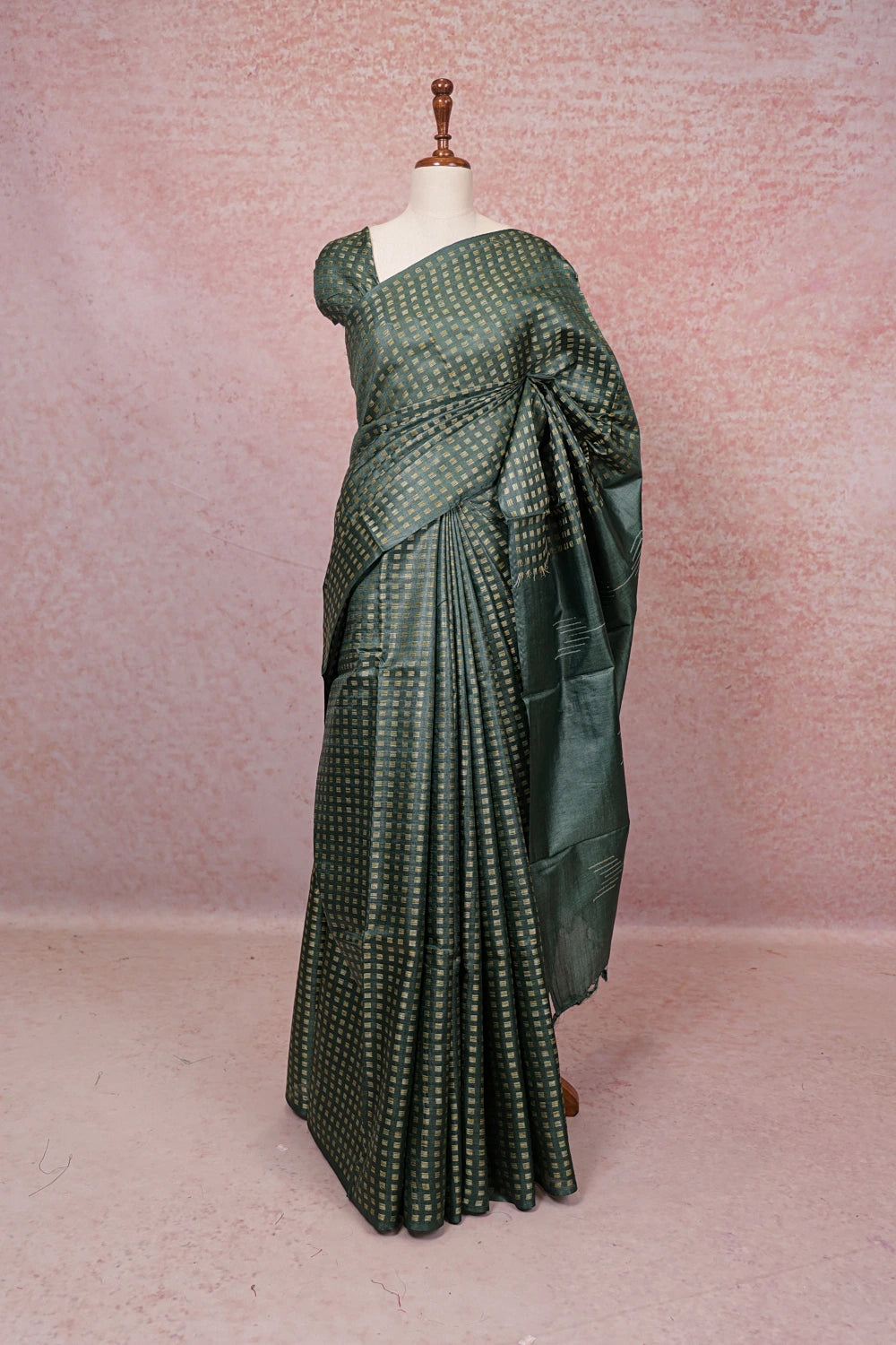 Green Tussar Silk Saree