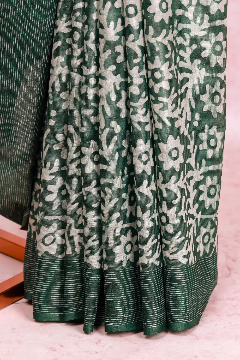 Green Tussar Tissue Saree