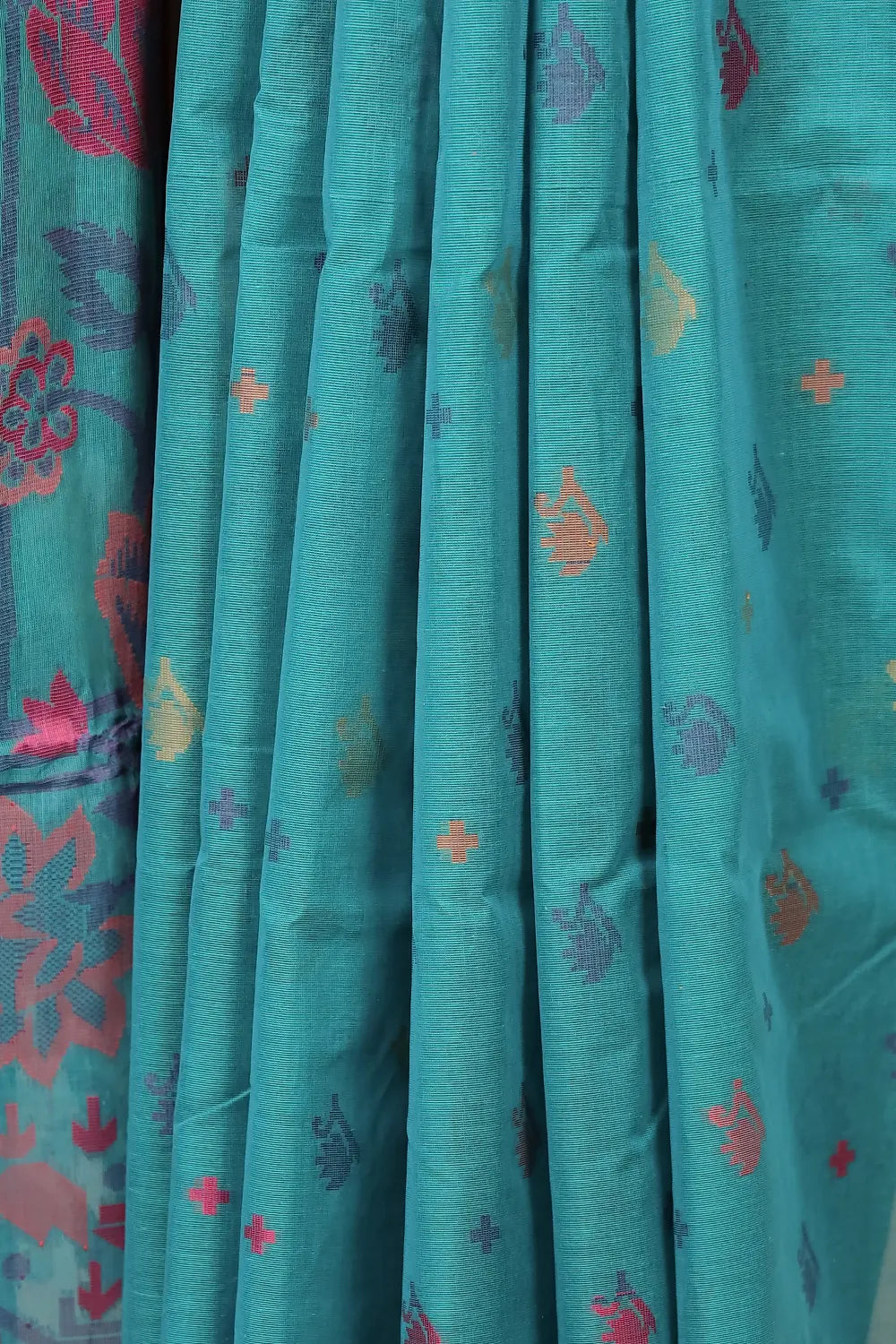 Greenish Blue Cotton Saree