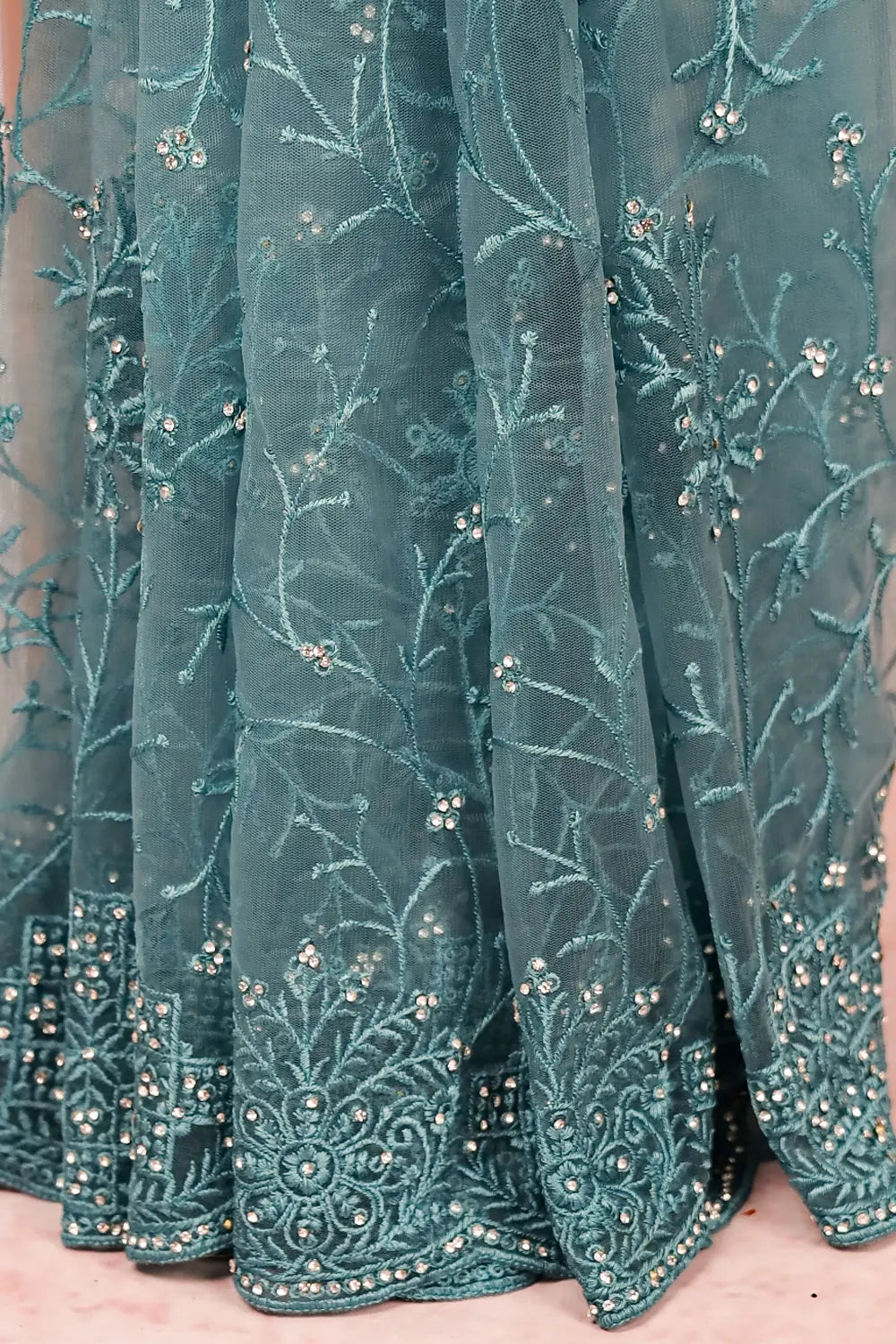 Greenish Blue Net Saree