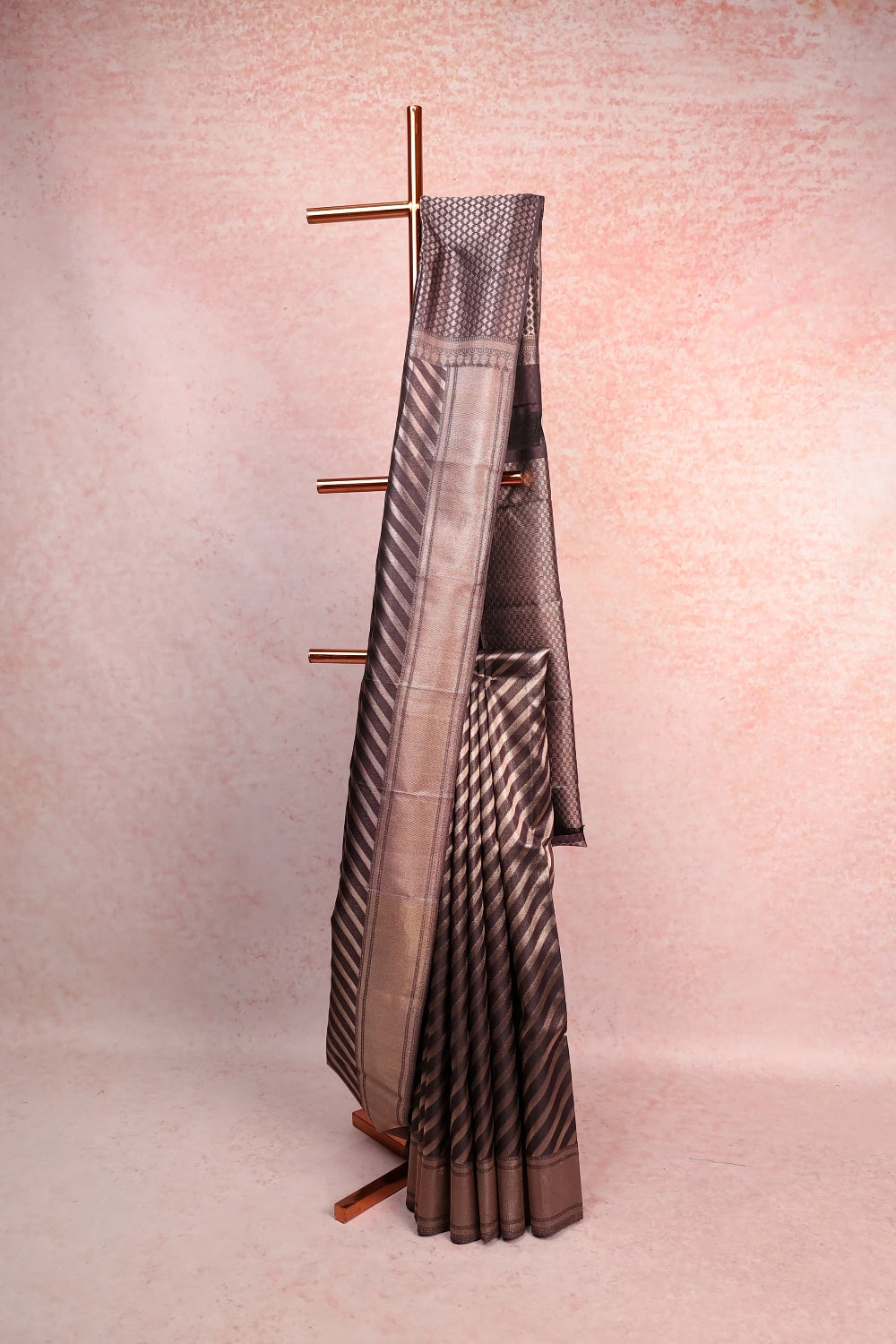 Grey Brown Kancheepuram Silk Saree