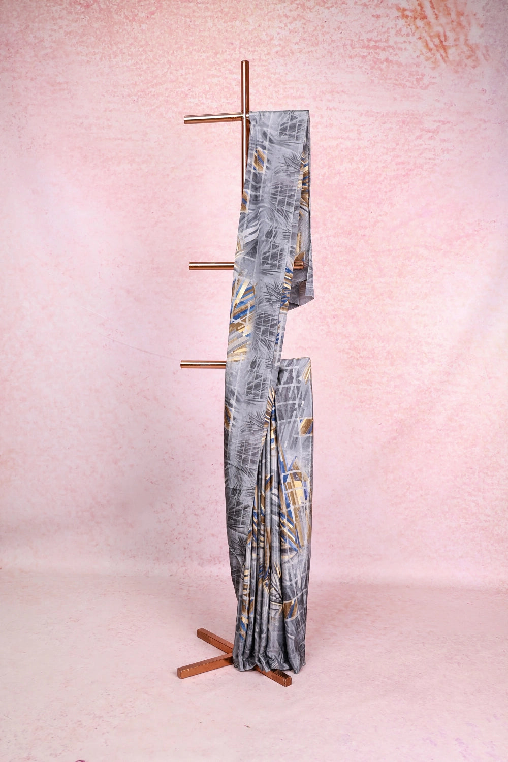 Grey Chiffon Printed Saree With Without Border - Seematti