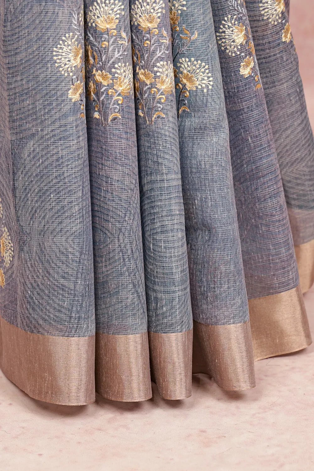 Grey Cotton Tissue Saree - Seematti