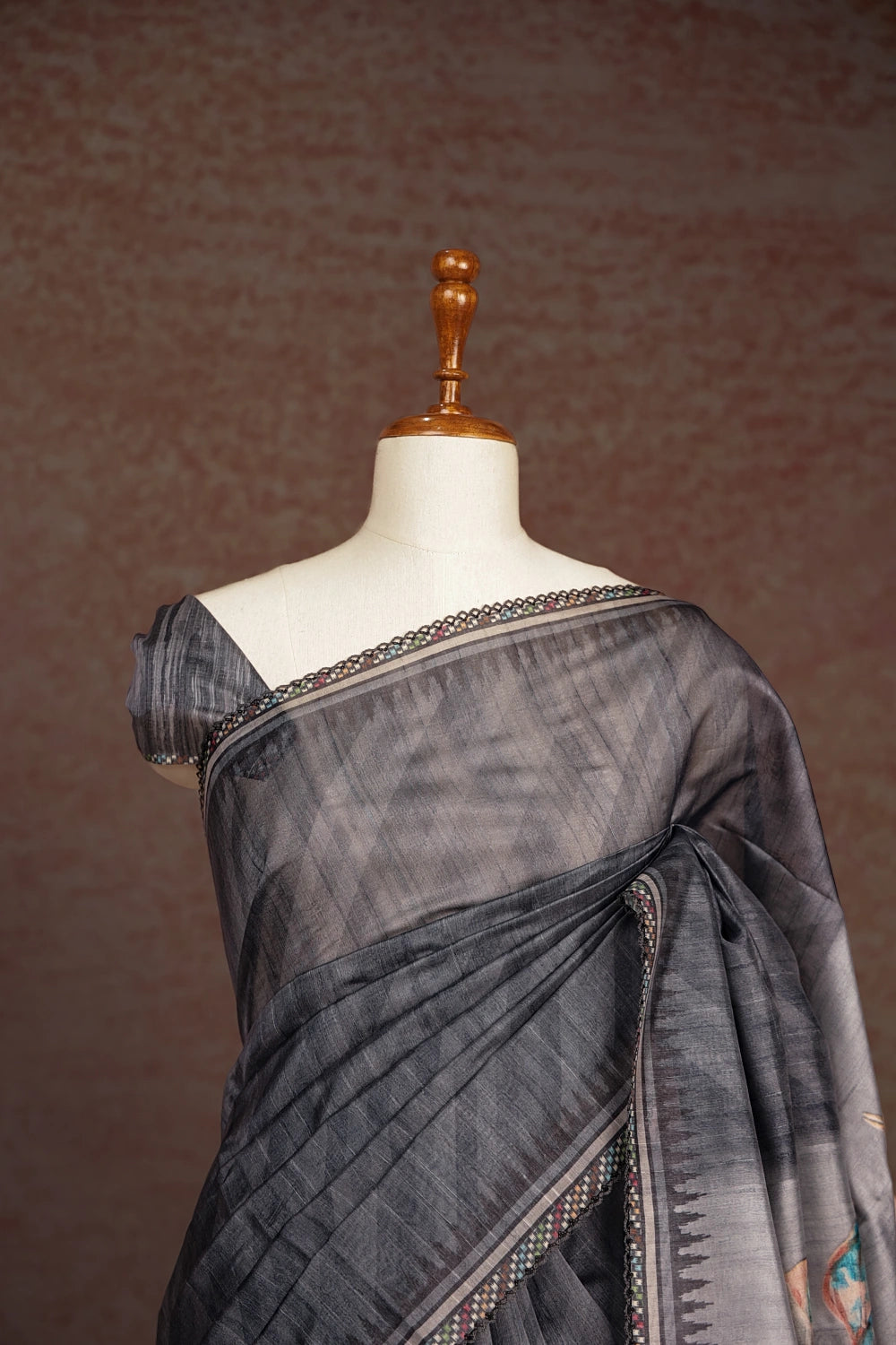 Grey Organza Tussar Saree