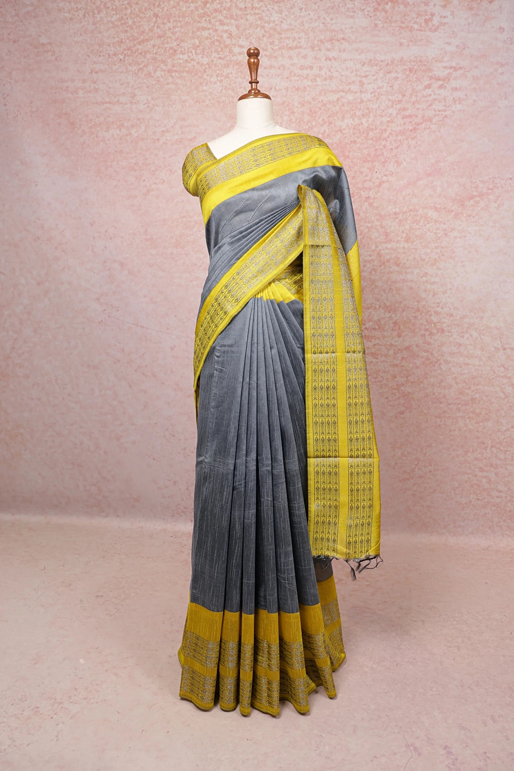 Grey Semi Jute Saree - Seematti
