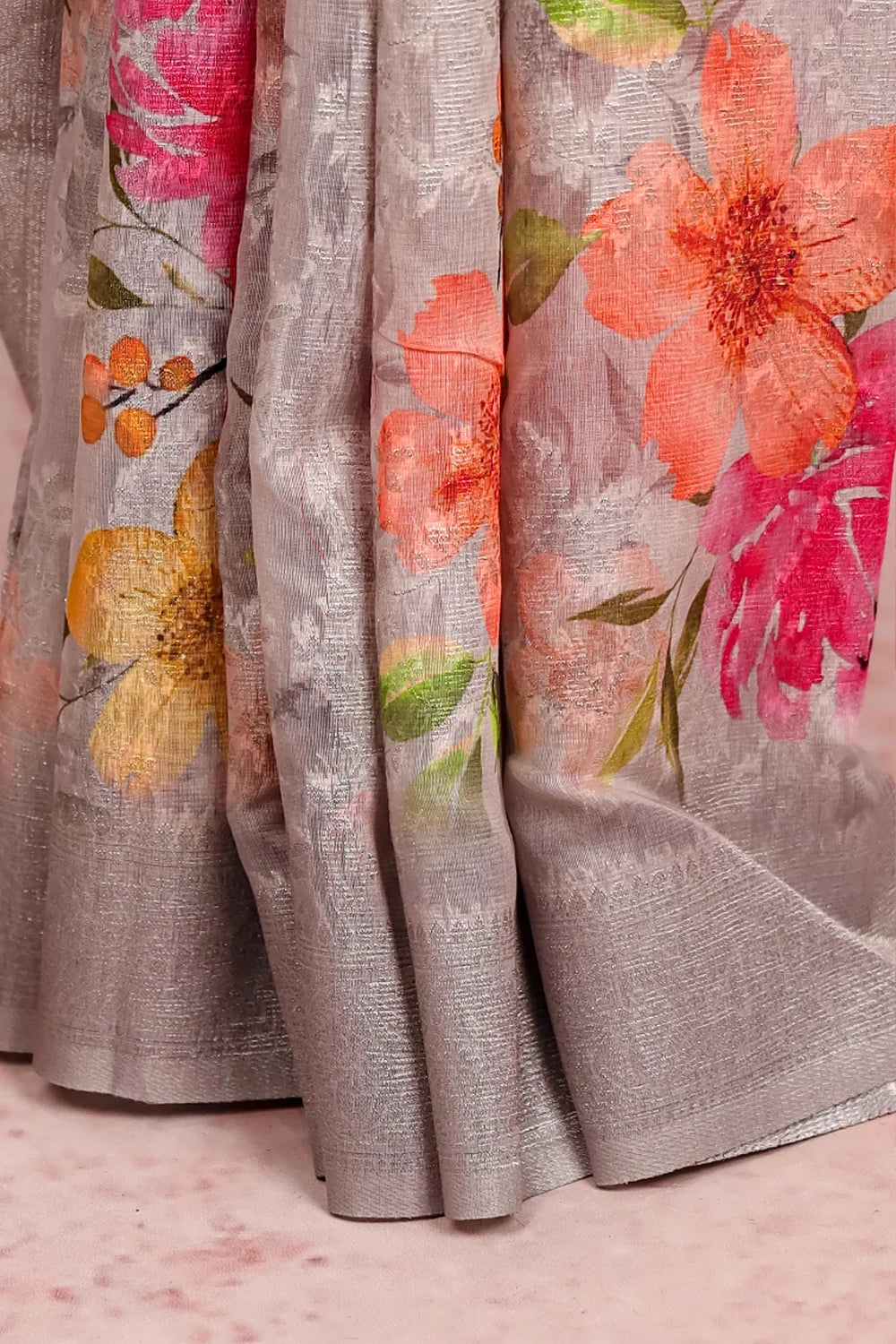 Grey Semi Silk Saree