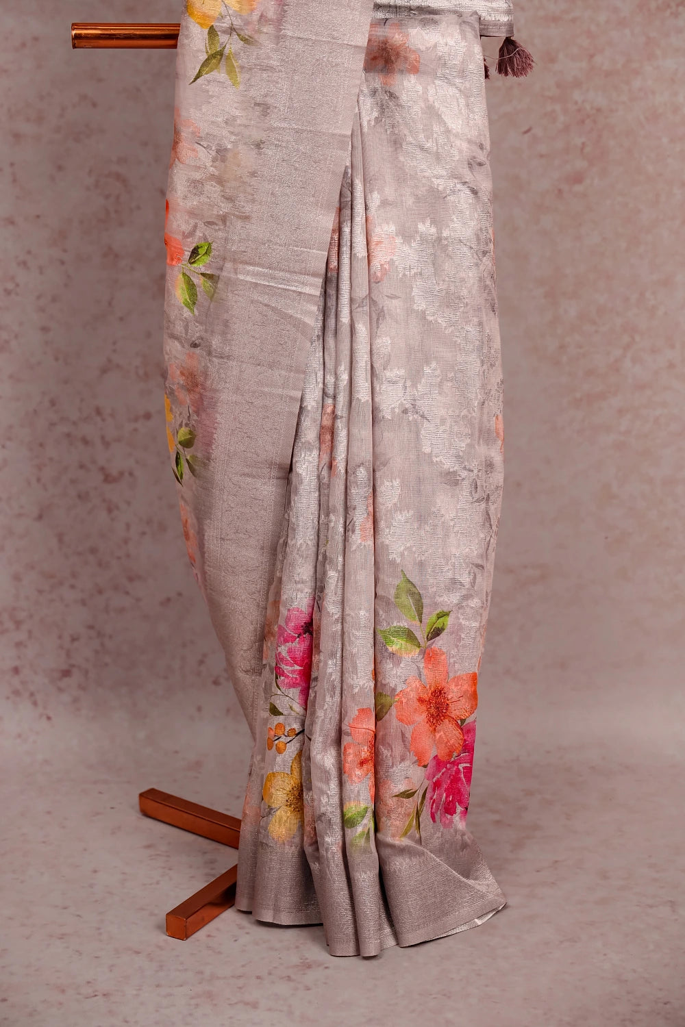 Grey Semi Silk Saree