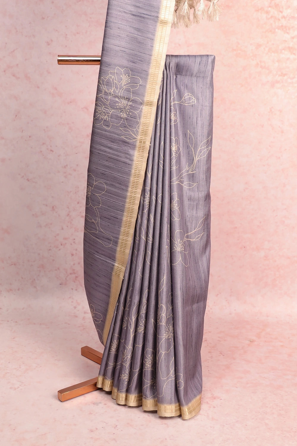 Grey Semi Tussar Saree