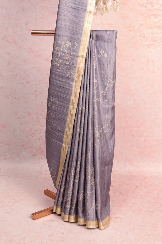 Grey Semi Tussar Saree