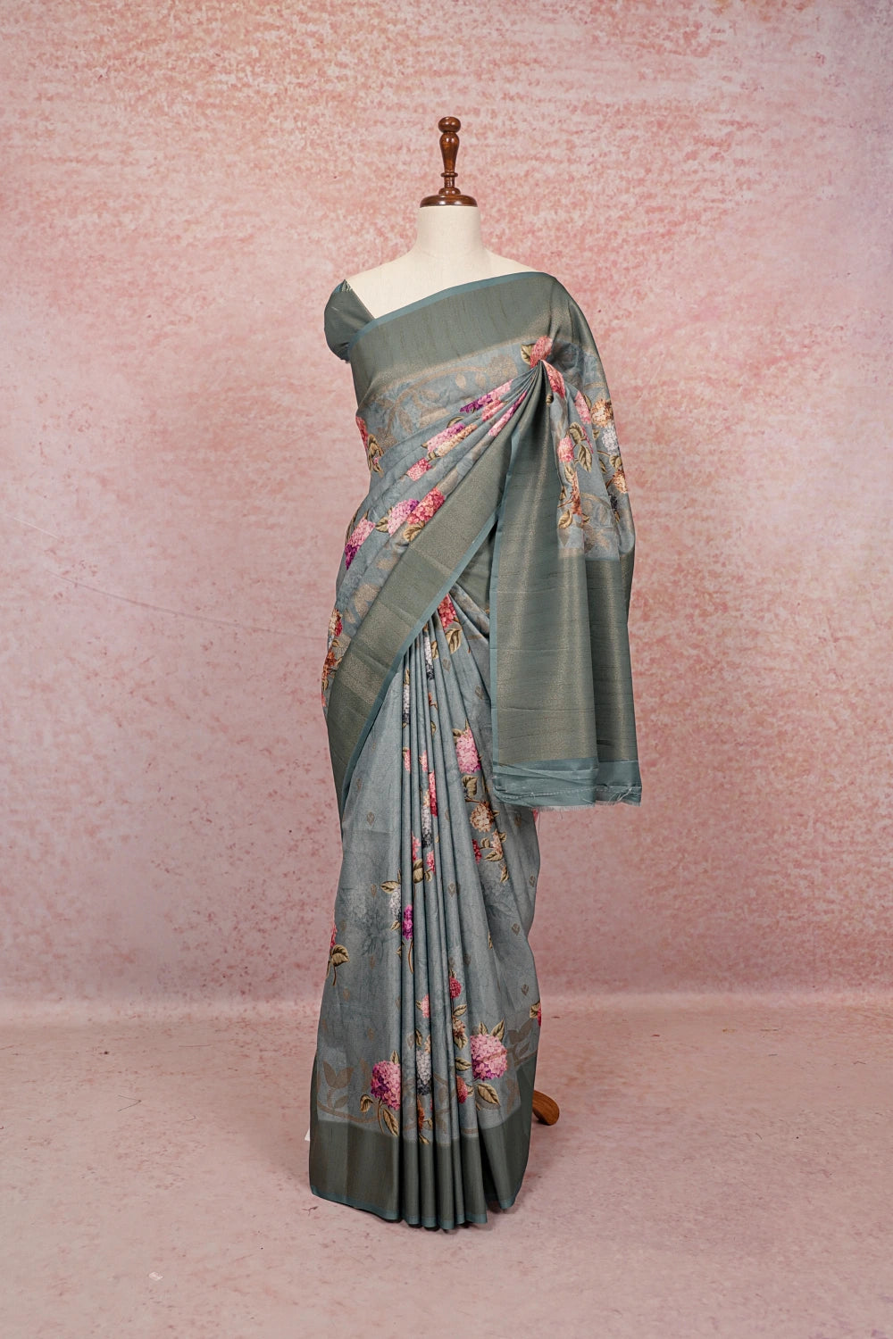 Grey Semi Tussar Saree - Seematti