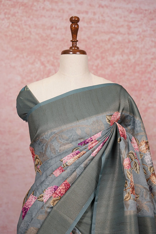 Grey Semi Tussar Saree - Seematti