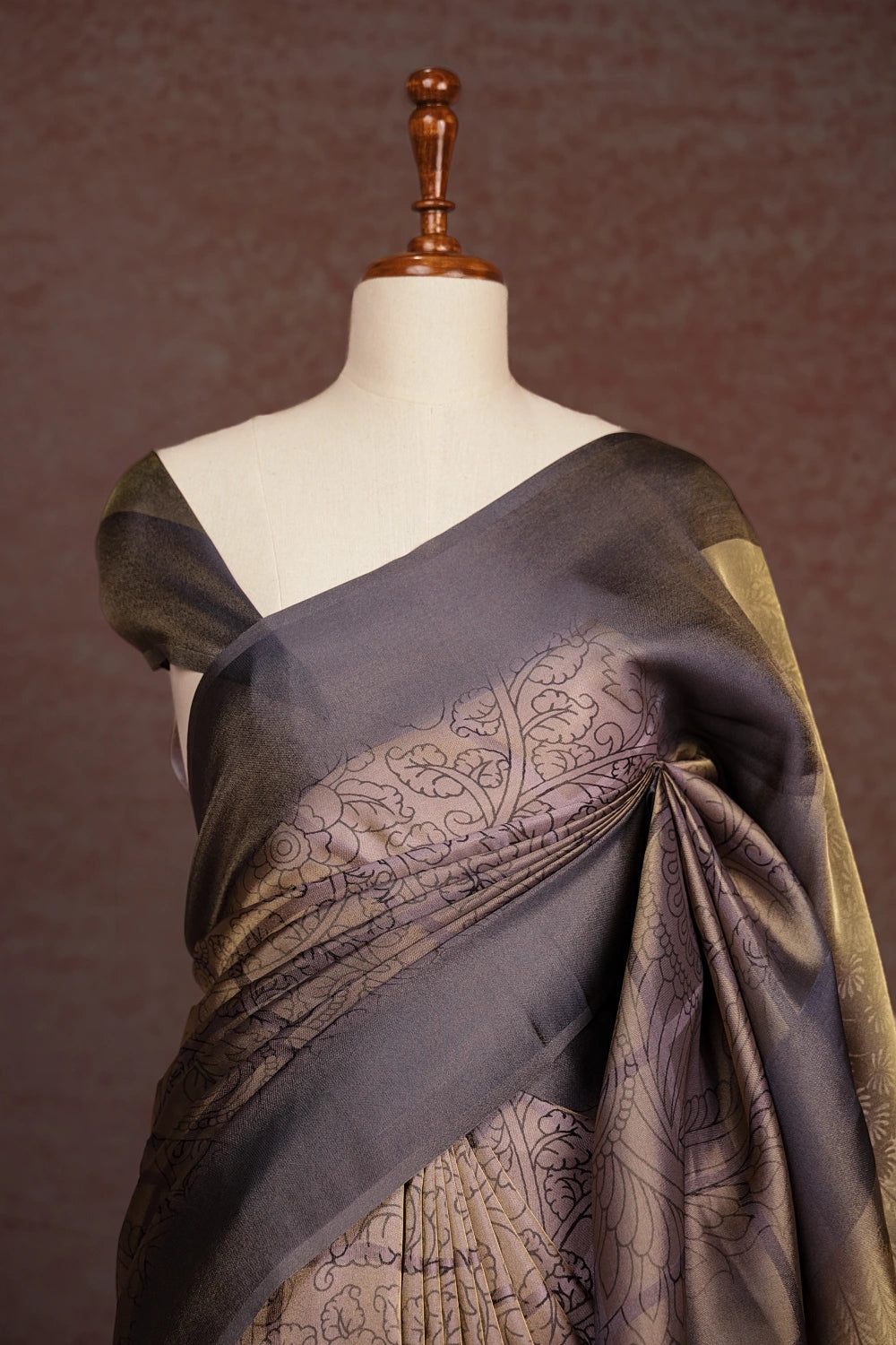 Grey Tissue Organza Saree