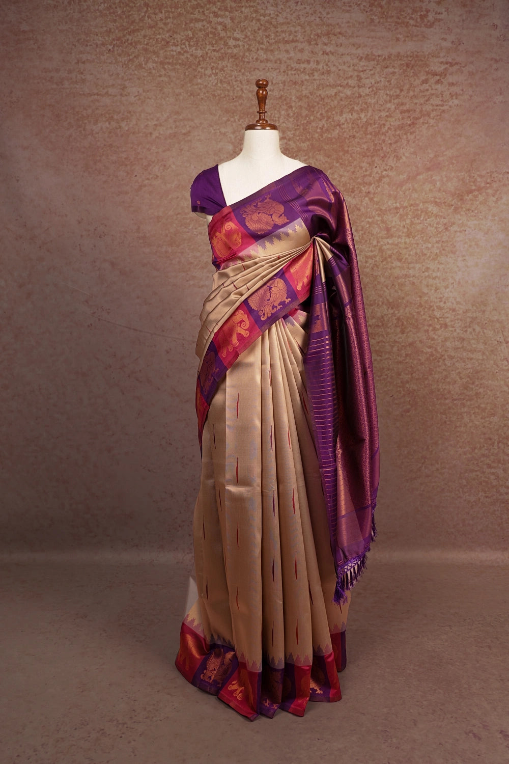 Biscuit Color Semi Silk Saree