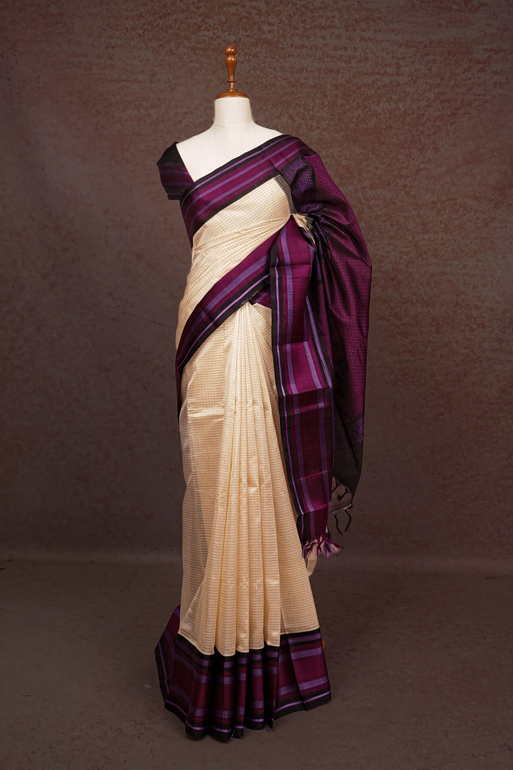 Cream Colour Cotton Silk Saree