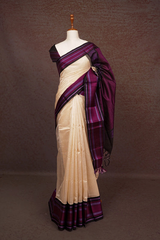 Cream Colour Cotton Silk Saree
