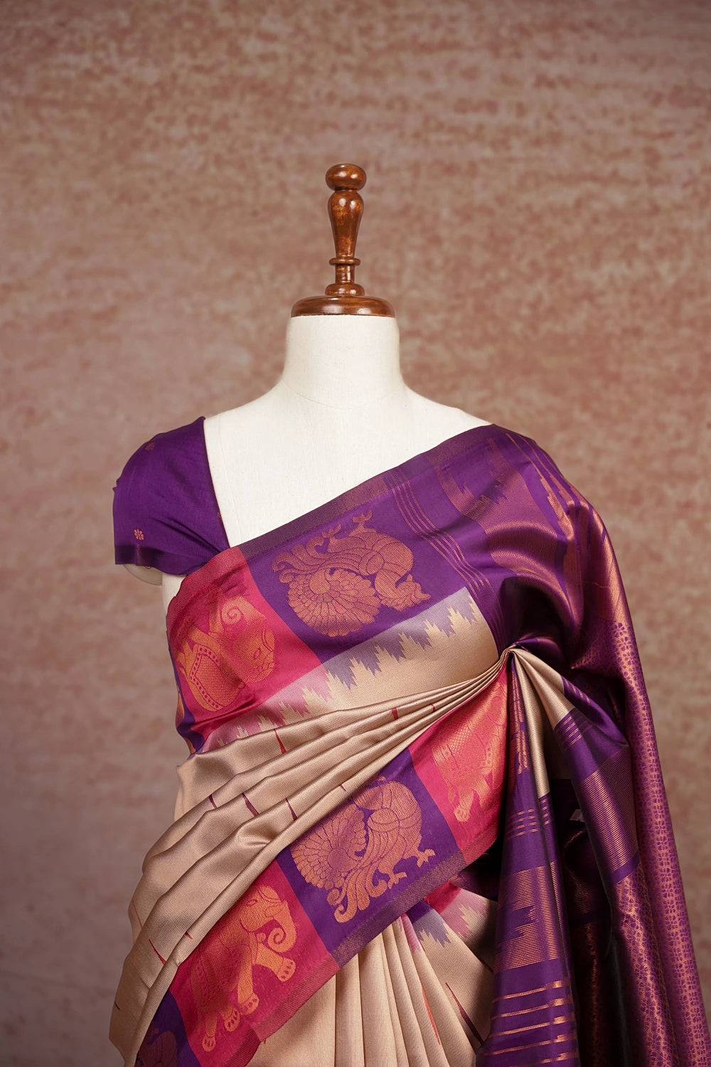 Biscuit Color Semi Silk Saree