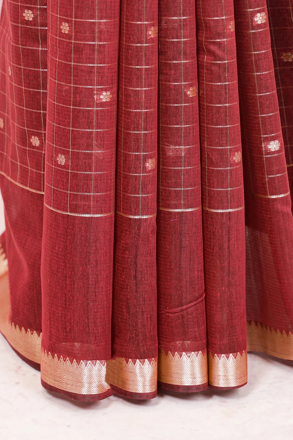 Maroon Cotton Silk Saree