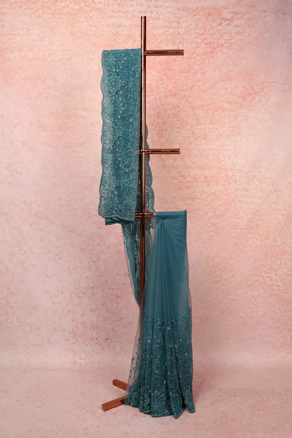 Greenish Blue Net Saree