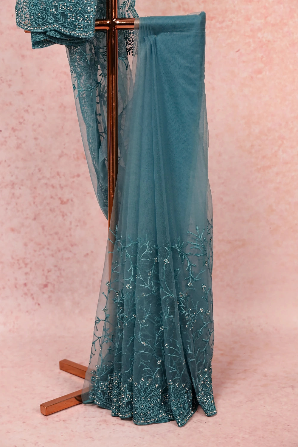 Greenish Blue Net Saree