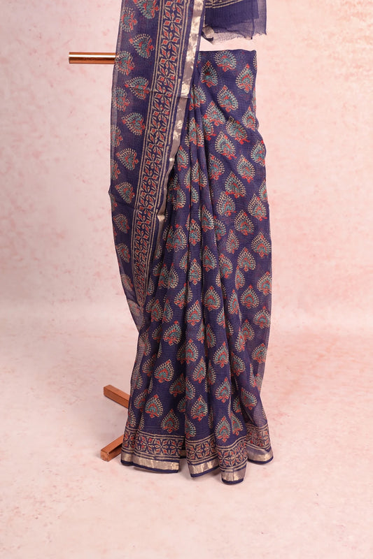 Indigo Cotton Kota Saree