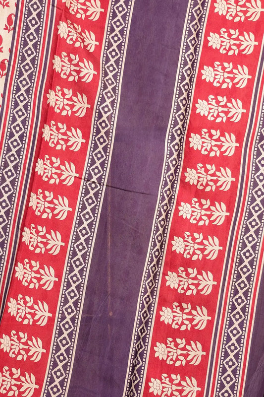Ivory Cream Semi Chanderi Saree