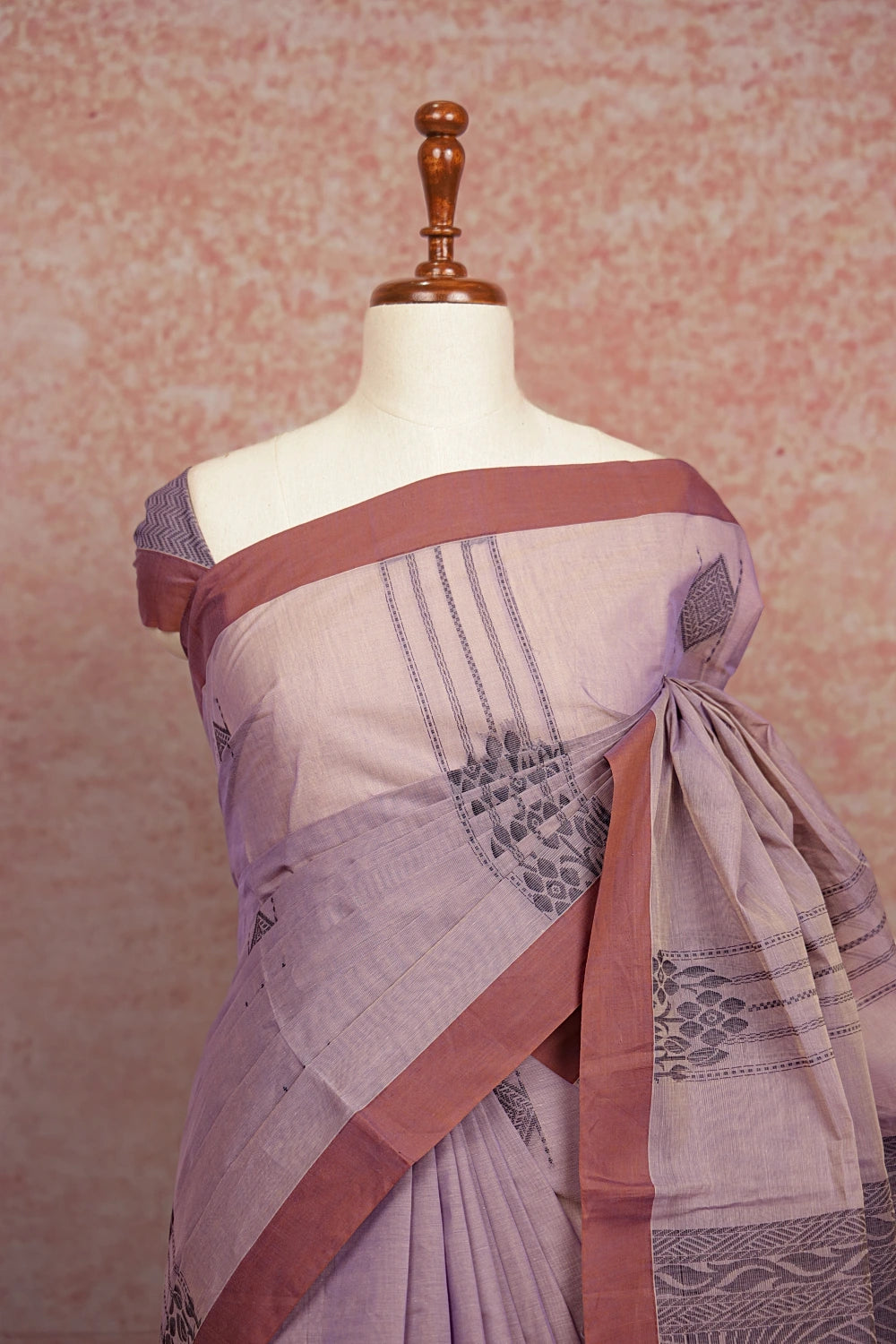 Lavender Ash Cotton Saree
